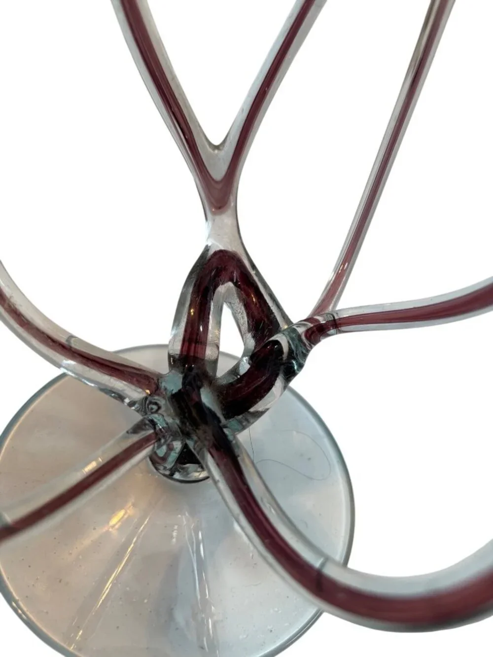 Hand-blown art glass pedestal bowl/vase, Jozefina Kronsno Jellyfish design, 1970